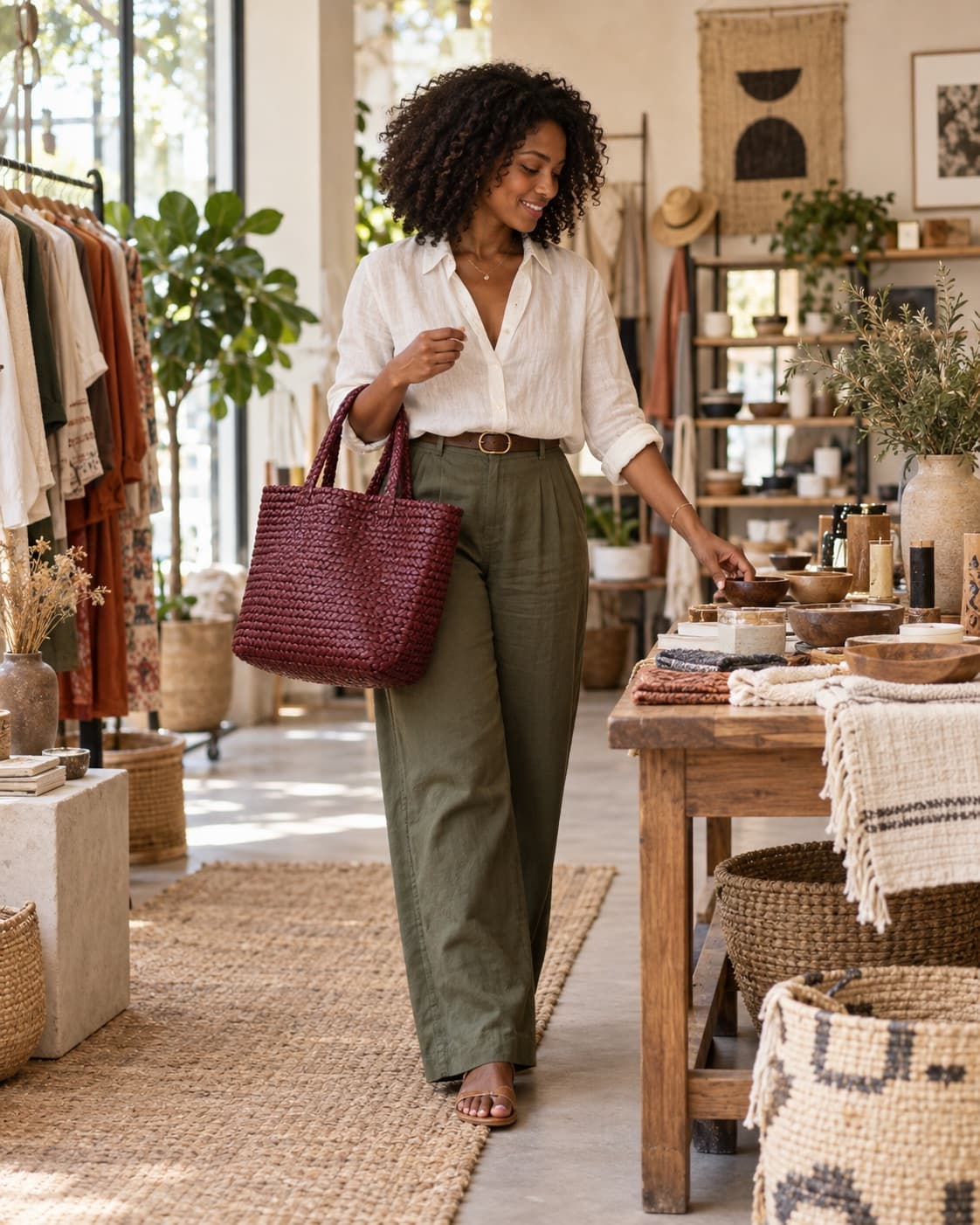 A shopper browsing an independent maker's store